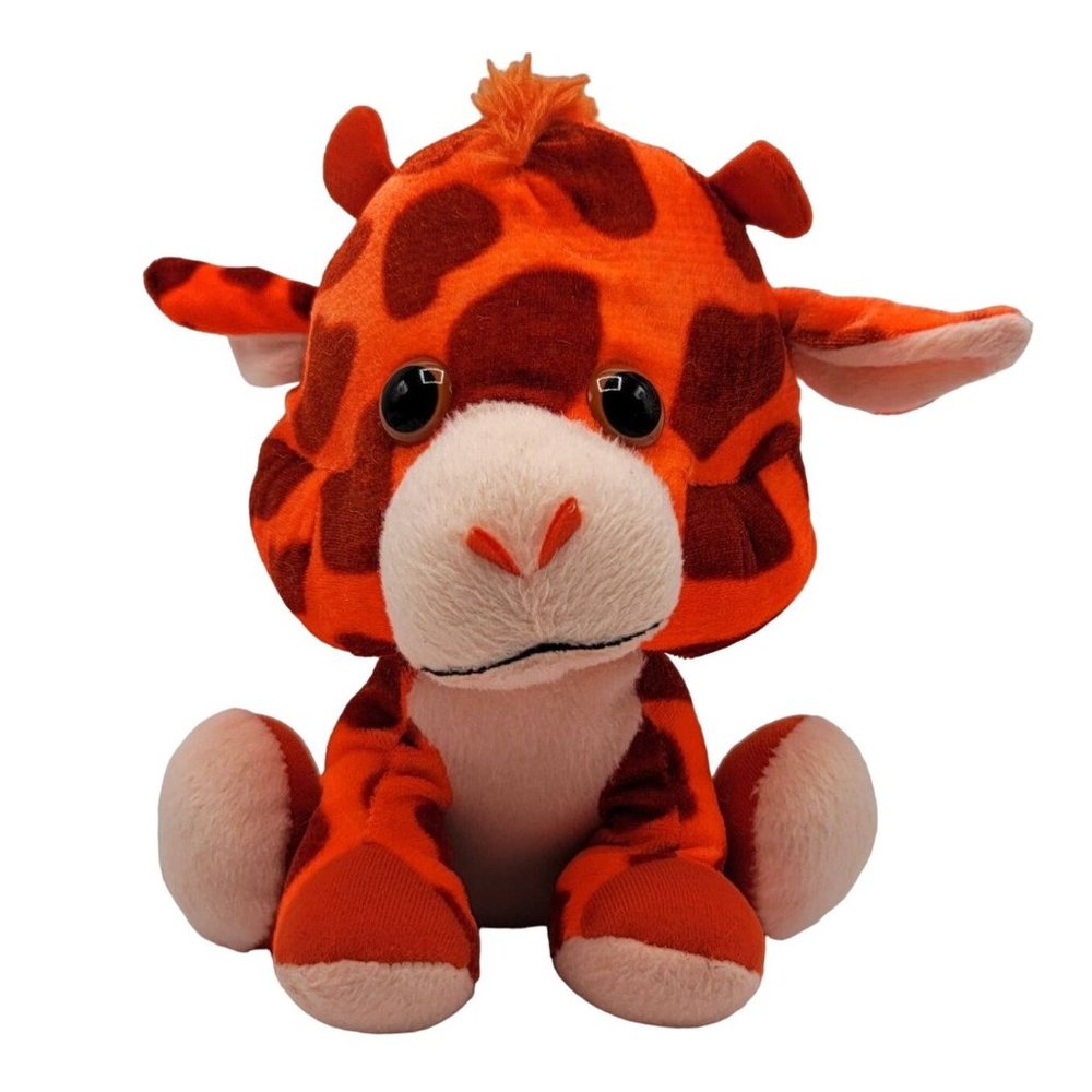 Classic Toy Co Baby Giraffe Spotted Plush Orange 10" Big Head Ears Sitting Horn